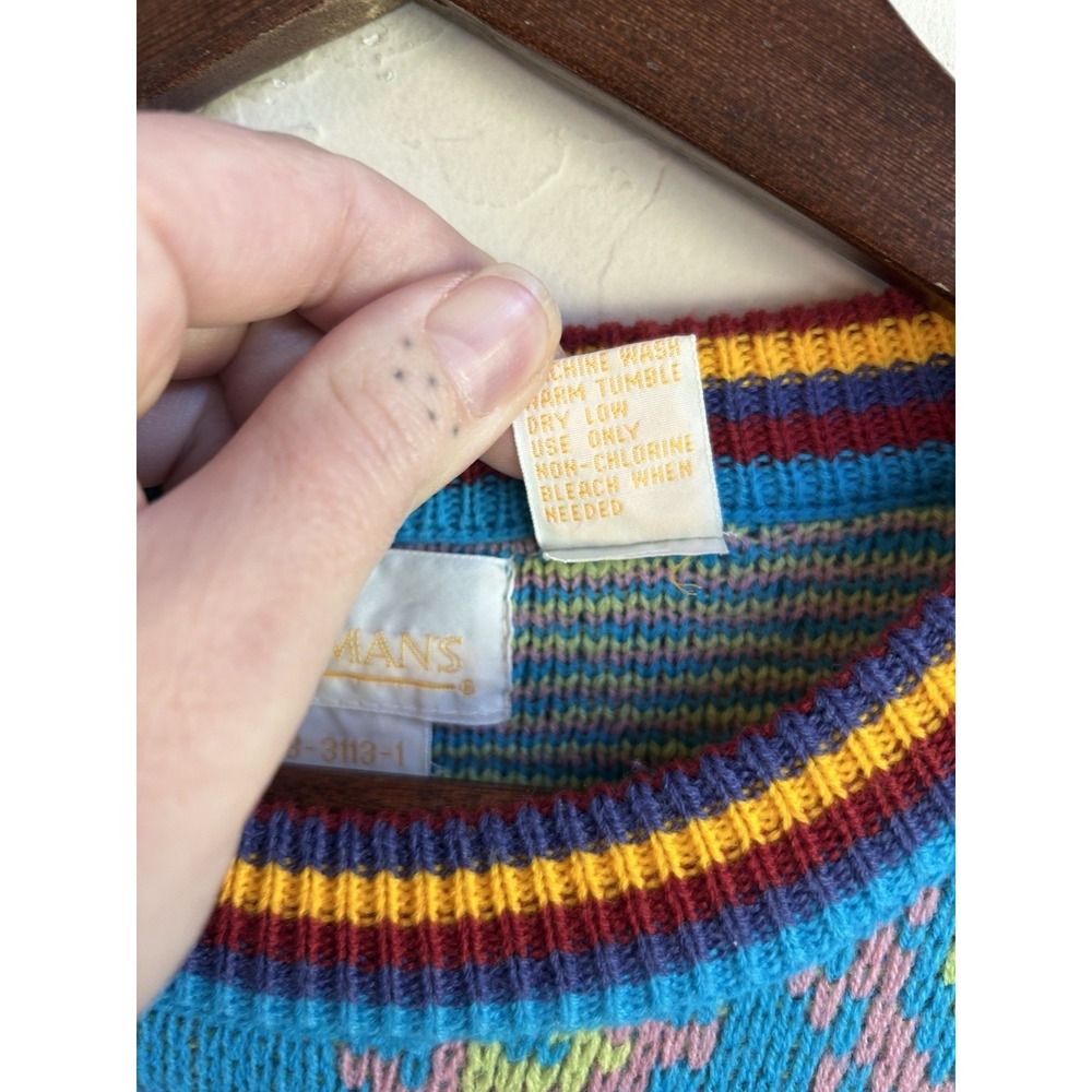 Vintage Roamans‎ Pullover Sweater M Retro Artsy Grandpa Dopamine Heart Scandi - Picture 5 of 7